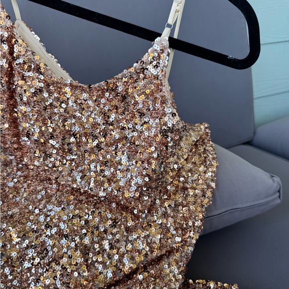 Elegant Sequin Prom Dress in Gold - Picture 11 of 12